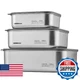 cookeep 3 pcs Stainless steel food storage containers With lids，metal food stora
