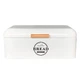 SOTECH Large White Metal Farmhouse Bread Box with Lid - Extra Long Storage