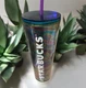 Starbucks 24oz Tumbler Coffee Cup Purple Oil Slick Sparkle With Straw and Lid