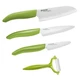 New Kyocera Revolution 4-Pc Green/White Ceramic Knife Set Santoku Paring Utility
