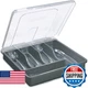 YICOCHI Utensil Holder for Countertop with Lid Plastic Silverware Tray Steel Gra