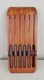 Set of 5 Case XX CA 254 Chromium Bullnose Steak Knives Wood Handles w/ Wood Rack