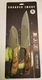 Sharper Image 4-Piece 8" CHEF & 4.5" SANTOKU Dark Wood Finish Knife Set + Sheath
