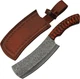 Cleaver Knife | 6.75in Damascus Steel Blade Red Twisted Wood Full Tang + Sheath