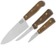 Chicago Walnut Tradition 3 Piece Set Chef High Carbon Kitchen Knife Set 13305