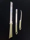 3 Vintage Quikut Quikkle Knives Knife Avocado Green USA Carving Bread Kitchen 
