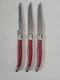 LAGUIOLE By Jean Dubost France - RED Handles - Serrated Steak Knives , Set Of 3