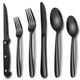 Silverware Set 24 Piece Black Stainless Steel Flatware for 4 Heavy Duty EWFEN