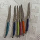 Set of 6 Authentic French Jean Dubost Laguiole Steak Knives Multi Color