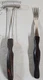 Cutco Mix Stir #1060 &  #1726 Three Pronged Fork Brown Swirl Handle Kitchen Tool