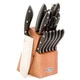 Oster Huxford 14 Piece Stainless Steel Cutlery Mahogany Wood Block Set Black