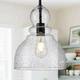 FookChak 10" Seeded Glass Pendant Lights Kitchen Island Black Pendant Ceiling...