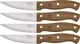 Hen & Rooster Steak Set Kitchen Knife Partially Serrated Stainless Blade Wood
