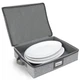 HOMELUX THEORY Platter Storage Light Gray Hard Shell China Container 5 Felt Pads