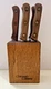 5 Vintage Chicago  Cutlery Steak Knives 103S  Stainless Brass Rivet USA w/ Block