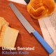 Butterfork Bread Kitchen Knife 7.5" Serrated AR-RPM9 Steel Blade Blue ABS Handle