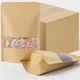 Geosar 150 Kraft Stand Up Pouches with Window 8.5x12.5" Heat Seal Food Bags