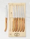 Jean Dubost Laguiole Steak Knives Set of 6 Stainless Steel Blades &Oak Handles.