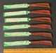Vintage Quikut Quikkle Steak Knife Set 6 USA Brown/Marbled Handles Sleeves MCM