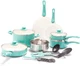 Soft Grip Healthy Ceramic Nonstick, 15 Piece Cookware Pots and Pans Set, Inducti