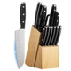 Uimoso 15-Piece Kitchen Knife Set High Carbon Stainless Steel Wood Block Set