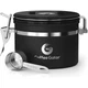 Coffee Gator Coffee Canister Airtight Stainless Steel Food Storage & Scoop