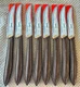 Quikut &ldquo;QUIKKLE&rdquo; Set Of 8 Stainless Steel Steak Knives Brown Handle Vintage NEW!