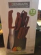 Denmark 12-Piece Stainless Steel Cutlery Knife Set with Black Wood Block New
