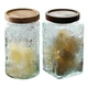 ANSQU Vintage Embossed Glass Storage Jar w/ Lid - 33.8oz Canister Container