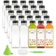 GUSTO 16oz Reusable Plastic Juice Bottles 25 w/ Caps, Labels, Funnel, Clear