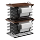 DEMEGA 2 Pack Stackable Trash Bag Holders with Wood Top, Large & Small Garbage B