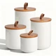 CoorFormer White Ceramic Canister Set with Bamboo Lids, 4-Piece Airtight Food St