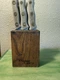 Vintage Chicago Cutlery 103S Steel Knife Set Wood Block 6 Knifes