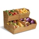 Jamege 3 Pieces Bamboo Pantry Storage Bins Stackable with Handle 2 Tiers Fruit V