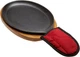 Fajita Plate Set - Pre-seasoned Cast Iron w Wooden Tray & Hot Mitt -Old Mountain