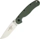 Ontario OD Green Handle RAT II Folding Knife w / 3" Satin D2 Drop Blade - 8828