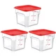 Ziliny 3 Sets 6 Qt Square Food Storage Containers Lids Dough Proofing Buckets
