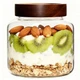 Patoper Glass Coffee Spice Jar Round Storage Canister Wooden Lid Clear 1200ml