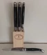 LAGUIOLE JEAN DUBOST STEAK KNIVES SET OF 6 BLACK HANDLES In Wooden Block 