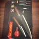 Kunsion 6 Piece Knife Set KS-038 Wood Handle Chef Santoku Scissors