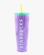 Starbucks Cold Cup Tumbler Cup Purple Bubble Emoji with Straw 24 oz, Summer 2022