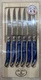 Jean Dubost Laguiole Steak Knives Set of 6 Stainless Steel Blades Blue Marble