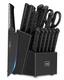 HUNTER Dual Knife Sets for Kitchen with Block, 15 Pieces CGRectSZ-10 - BLACK