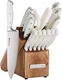Sabatier 15-Piece Forged Knife Block Set HighCarbon Stainless Steel White Handle