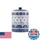 Bico Blue Talavera Ceramic Air Tight 9 inch Cookie jar, for holding coffee, powd