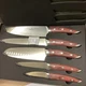 Brewin CHEFILOSOPHI Japanese Chef Knife Set 5 PCS with Elegant Red Pakkawood