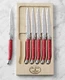 Jean Dubost Laguiole Steak Knives, Set of 6, In Red, New