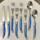 Laguiole Jean Dubost French Home 8pc Flatware Set Blue Stainless