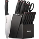 Astercook  Knife Set, 15 Pieces Chef Knife Set with Block for Kitchen (BLACK )
