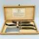Laguiole Jean Dubost Stainless Steel Cheese Knife Set 3pc Green in Wood Box NEW
